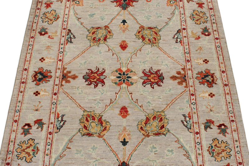 3x5 Beige and Multicolor Turkish Tribal Rug