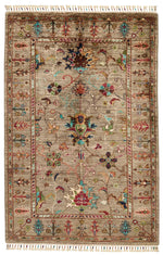 3x5 Camel and Multicolor Turkish Tribal Rug