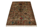 3x5 Camel and Multicolor Turkish Tribal Rug