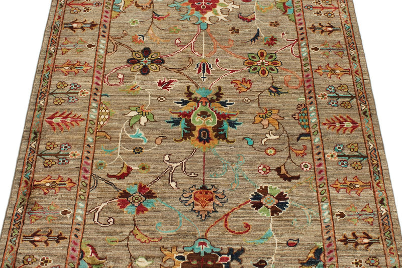 3x5 Camel and Multicolor Turkish Tribal Rug