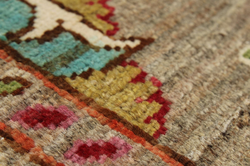 3x5 Camel and Multicolor Turkish Tribal Rug