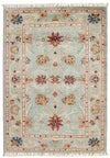 4x5 Brown and Multicolor Turkish Tribal Rug