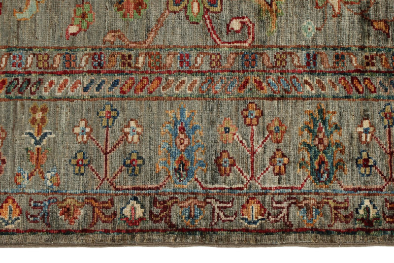 4x5 Brown and Multicolor Turkish Tribal Rug