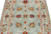 4x5 Light Blue and Multicolor Turkish Tribal Rug