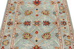 4x5 Light Blue and Multicolor Turkish Tribal Rug