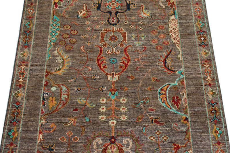 3x4 Brown and Multicolor Turkish Tribal Rug