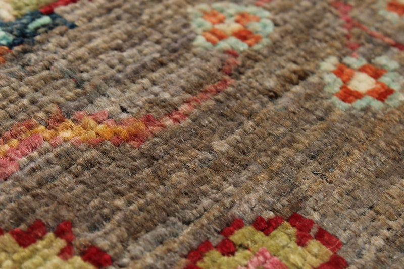 3x4 Brown and Multicolor Turkish Tribal Rug