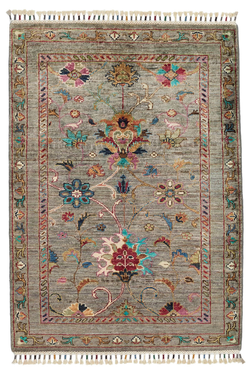 3x4 Brown and Multicolor Turkish Tribal Rug