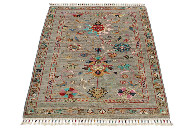 3x4 Brown and Multicolor Turkish Tribal Rug