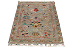 3x4 Brown and Multicolor Turkish Tribal Rug