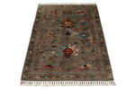 3x4 Brown and Multicolor Turkish Tribal Rug