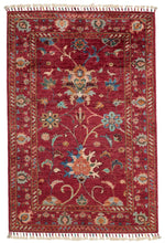 3x4 Red and Multicolor Turkish Tribal Rug