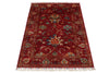 3x4 Red and Multicolor Turkish Tribal Rug