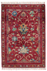 3x4 Red and Multicolor Turkish Tribal Rug