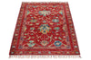 3x4 Red and Multicolor Turkish Tribal Rug