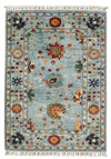 3x4 Blue and Multicolor Turkish Tribal Rug