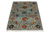 3x4 Blue and Multicolor Turkish Tribal Rug