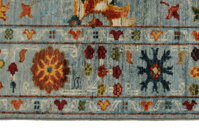 3x4 Blue and Multicolor Turkish Tribal Rug