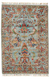 3x4 Light Blue and Multicolor Turkish Tribal Rug