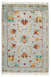 3x4 Light Gray and Multicolor Turkish Tribal Rug