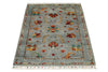 3x4 Light Gray and Multicolor Turkish Tribal Rug