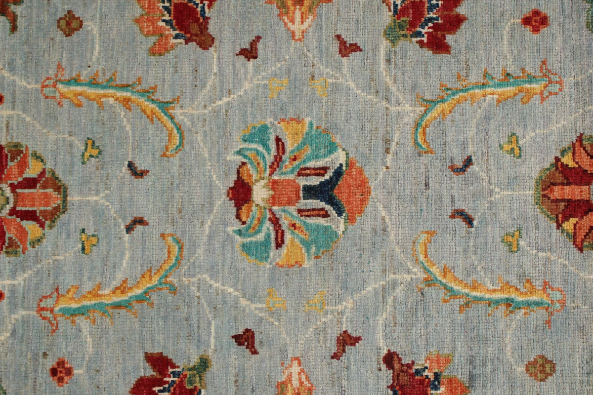 3x4 Light Gray and Multicolor Turkish Tribal Rug
