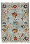 3x4 Light Blue and Multicolor Turkish Tribal Rug