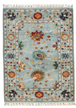 3x4 Light Blue and Multicolor Turkish Tribal Rug