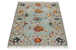 3x4 Light Blue and Multicolor Turkish Tribal Rug