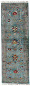 3x8 Blue and Multicolor Turkish Tribal Runner