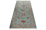3x8 Blue and Multicolor Turkish Tribal Runner