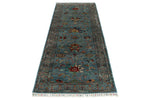 3x8 Blue and Multicolor Turkish Tribal Runner