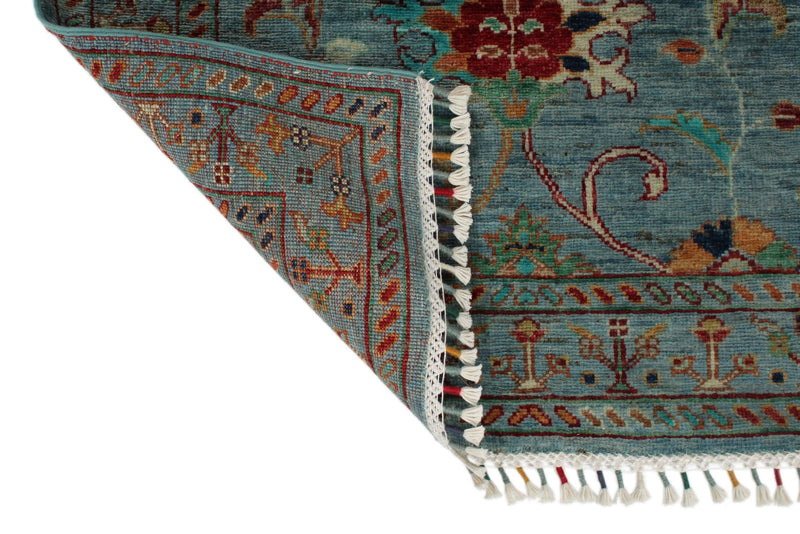 3x8 Blue and Multicolor Turkish Tribal Runner