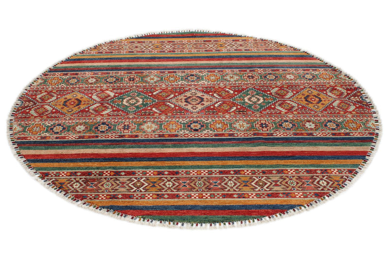 6x6 Multicolor and Brown Tribal Rug