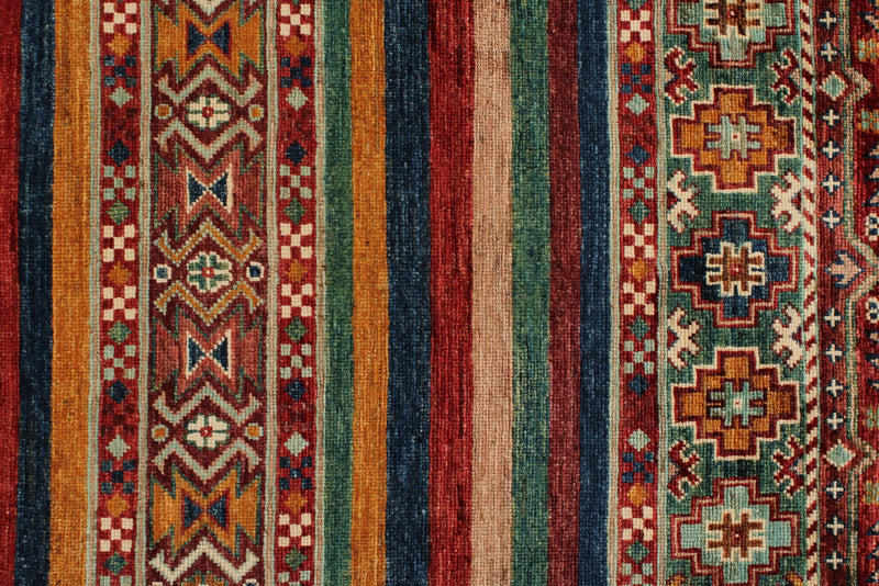 6x6 Multicolor and Brown Tribal Rug