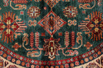 6x6 Green and Red Kazak Tribal Rug