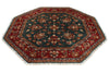 6x6 Green and Red Kazak Tribal Rug