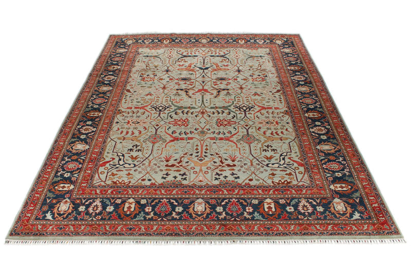 10x14 Light Gray and Navy Anatolian Persian Rug