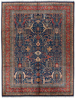 9x12 Navy and Red Turkish Anatolian Persian Rug