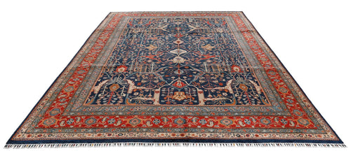 9x12 Navy and Red Turkish Anatolian Persian Rug