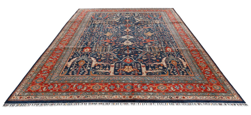 9x12 Navy and Red Turkish Anatolian Persian Rug