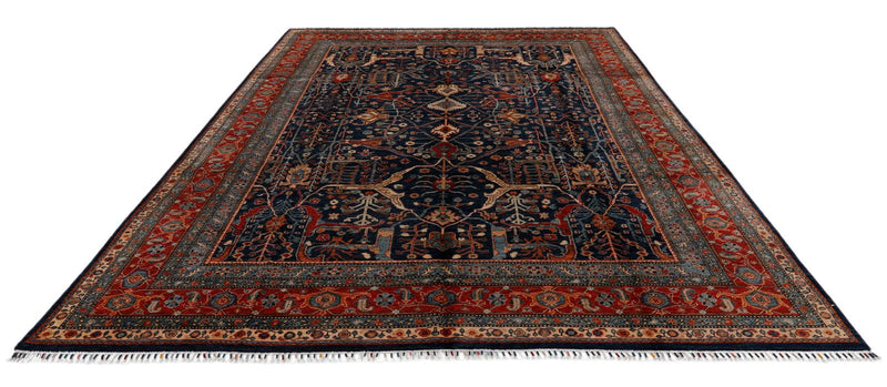 9x12 Navy and Red Turkish Anatolian Persian Rug