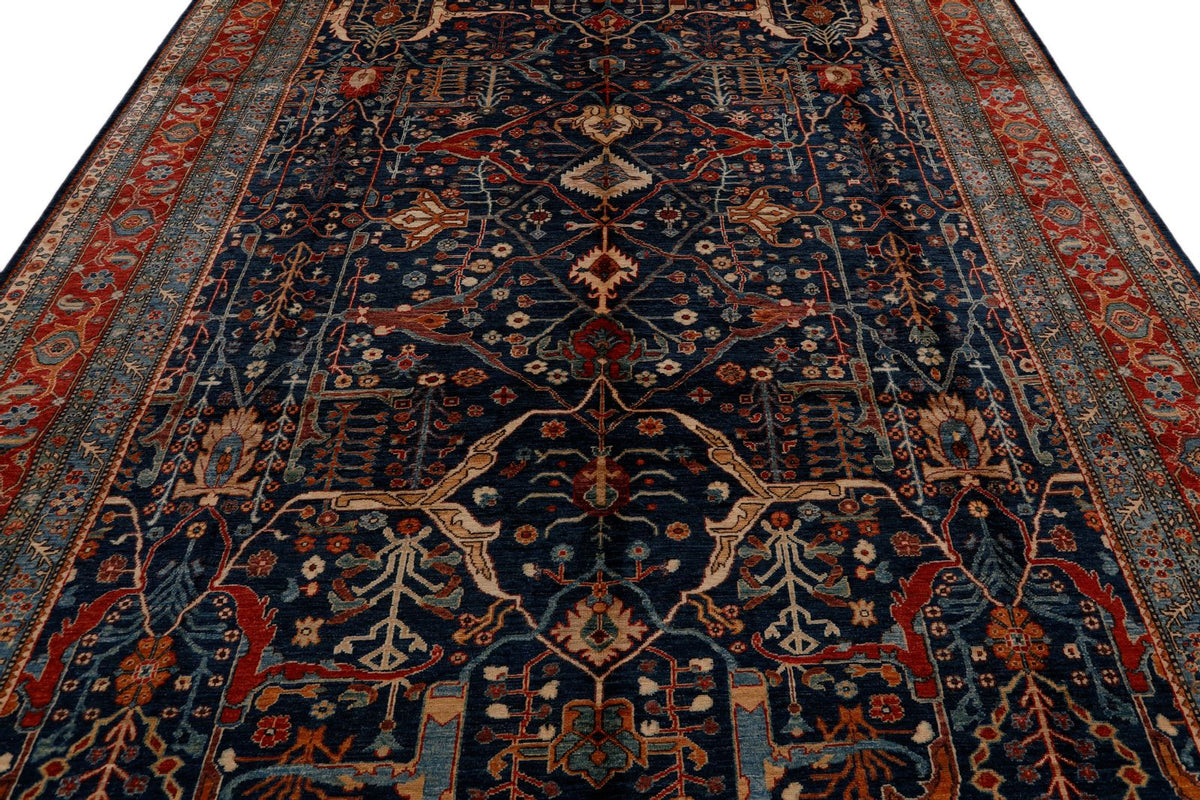 9x12 Navy and Red Turkish Anatolian Persian Rug