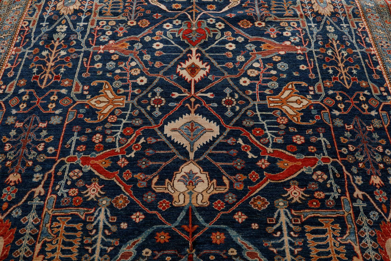 9x12 Navy and Red Turkish Anatolian Persian Rug