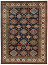 10x13 Navy and Ivory Kazak Tribal Rug