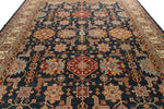 10x13 Navy and Ivory Kazak Tribal Rug