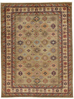 10x13 Camel and Ivory Kazak Tribal Rug