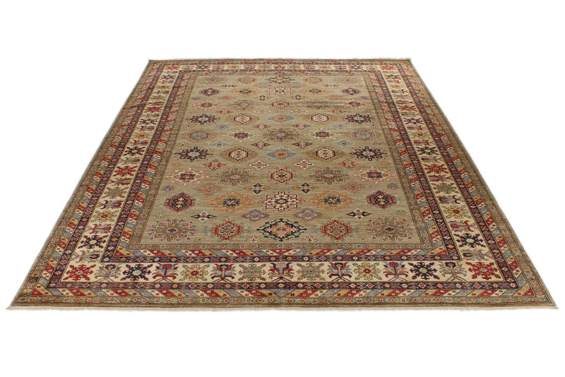 10x13 Camel and Ivory Kazak Tribal Rug