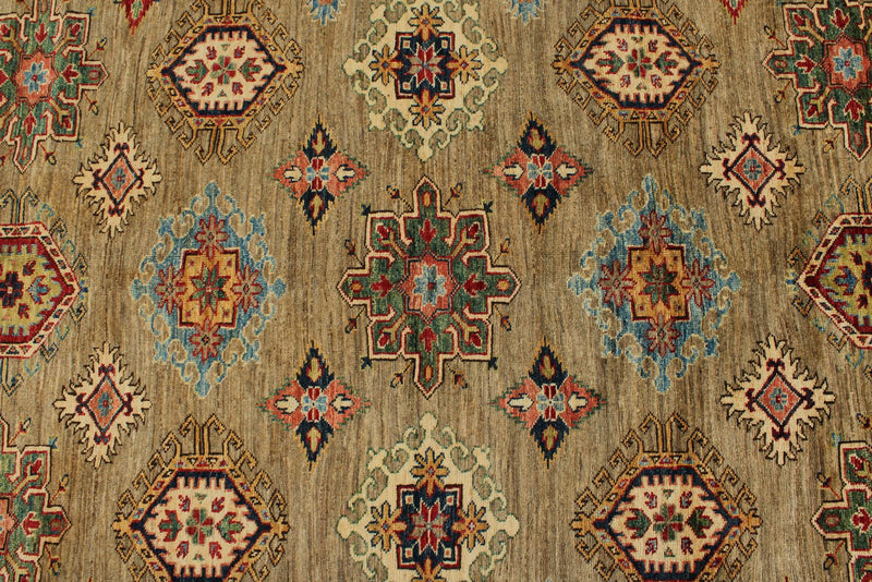 10x13 Camel and Ivory Kazak Tribal Rug