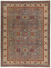 10x13 Gray and Ivory Kazak Tribal Rug